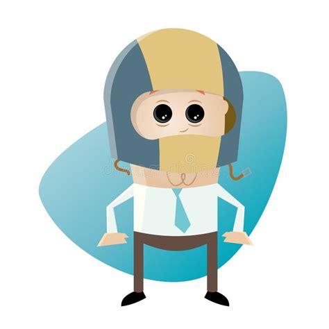 Funny Cartoon Man with Crash Helmet Stock Vector - Illustration of ...