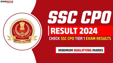 SSC CPO Result 2024 Check SSC CPO Tier 1 Exam Results Minimum