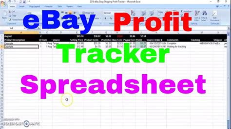 Ebay Drop Shipping Profit Tracker Excel Spreadsheet Or Google Sheet