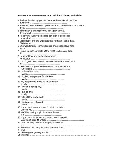 Worksheet 5 Conditional And Wishes Pdf