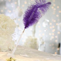 Purple Ostrich Feather Plume Pen Set - Wedding Ceremony Accessories ...