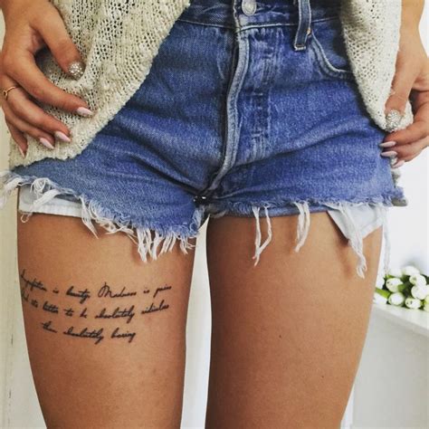 Pin By Roosa On Inspiring Tattoos Thigh Script Tattoo Thigh Tattoo