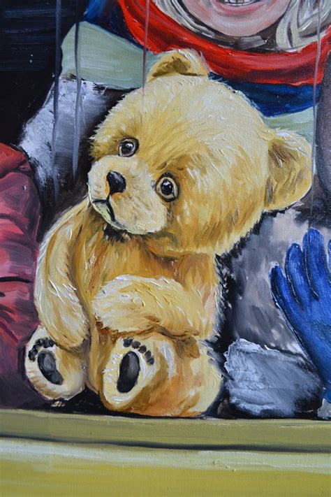 Sad Yellow Teddy Bear Oil Painting By Valeriia Radziievska Artfinder