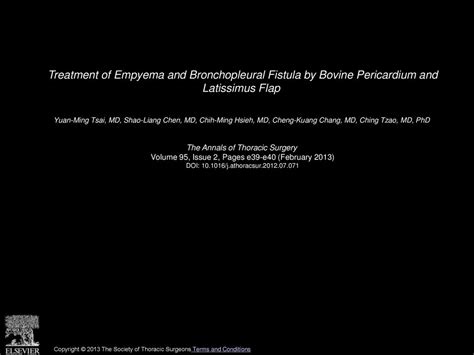 Treatment Of Empyema And Bronchopleural Fistula By Bovine Pericardium