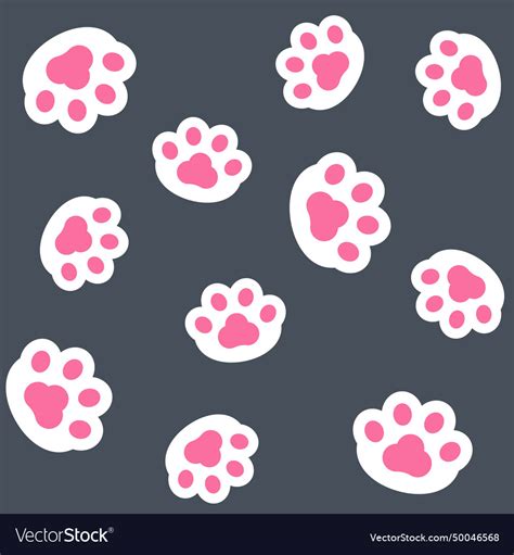 Cat Paw Bliss Seamless Pattern For Purrfect Vector Image