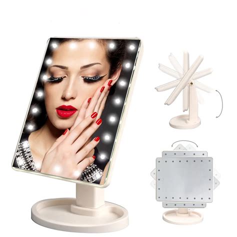 Novelty Led Touch Screen Makeup Mirror 16 22led 360 Degrees Rotating