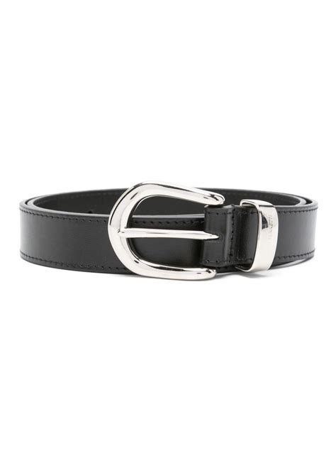 Alberta Ferretti Logo Engraved Leather Belt Black Farfetch