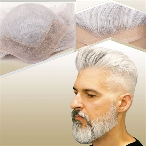 Lishy Mens Toupee European Human Hair Replacement For Men Hairpiece Swiss Lace