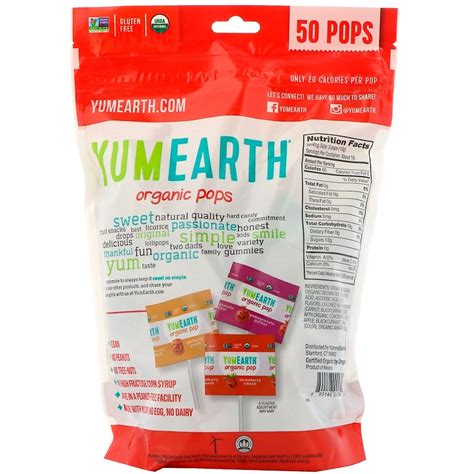 YumEarth Organic Pops Assorted Flavors 50 Pops 12 3 Oz 348 7 G