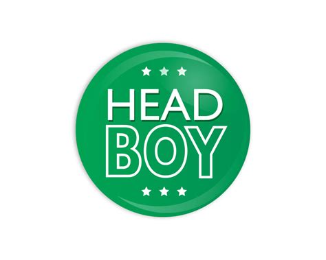 Head Boy Green Button Badge - School Merit Stickers