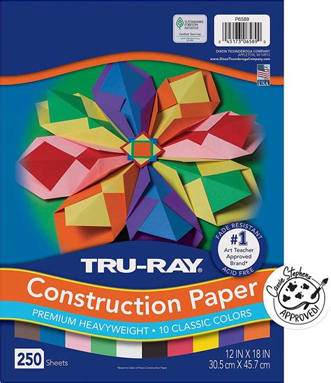 Tru Ray Heavyweight Construction Paper Bulk Assortment 10 Assorted Colors 12 X 18 250