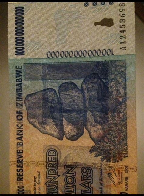 100 Trillion Dollars Banknote Of Zimbabwe 2008 Bill Etsy