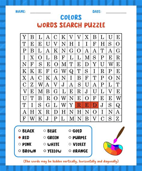 Premium Vector Word Search Game Colors Word Search Puzzle Worksheet