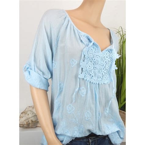 Bluse Tunika Im Boho Ibiza Style Blau Oder Rot M L Made In Italy