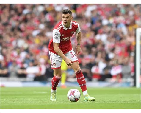 Photographic Print Of Granit Xhaka In Action Arsenal Vs Brighton Hove