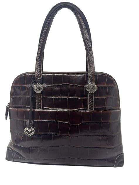 Brighton Brown Crocodile Embossed Leather Handbag Pur Gem