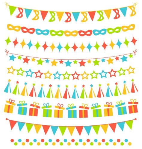 Set Of Multicolored Flat Buntings Garlands Flags Vector Image