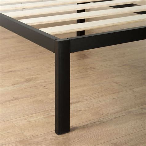 Twin Modern Metal Platform Bed Frame With Headboard And Wood Slats