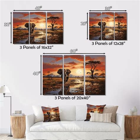 Designart "Africa Wildlife African Animals" Animals Canvas Prints Set ...