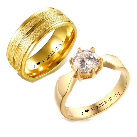 Anillos De Boda Personalizados Grabados Anillo Semicircular Grabado