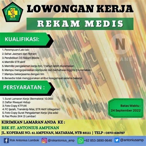 Lowongan Kerja D Rekam Medis Contoh Surat Resmi