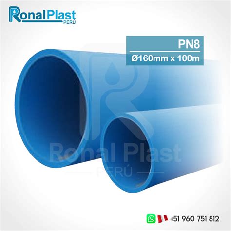 Tubería de Polietileno HDPE Azul 160mm 6 x 6m PN8 Ronal Plast