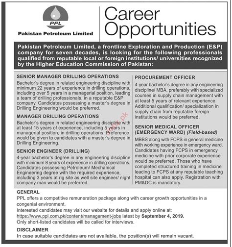 Pakistan Petroleum Limited PPL Jobs 2024 Job Advertisement Pakistan