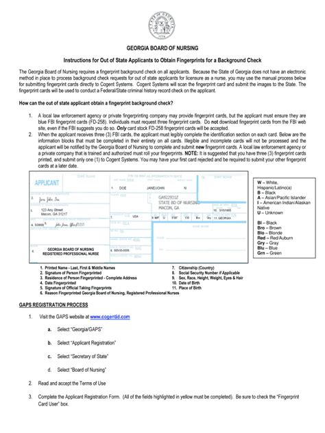 Fillable Online Sos Ga Instructions For Out Of State Applicants To