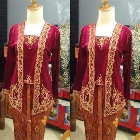 Atasan Kebaya Kutubaru Bludru Bordir Stik Maura Lazada Indonesia