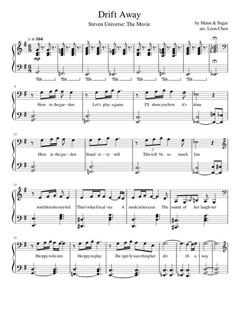 Drift Away Steven Universe The Movie Piano Arrangement Sheet Music For Piano Download Free