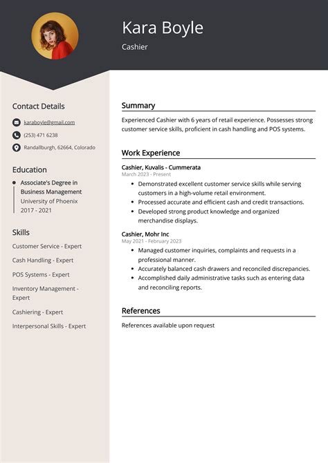 Cashier Cv Example For Skills Templates