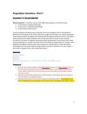 Week Natural Lab Pdf Population Geneticspart Experiment