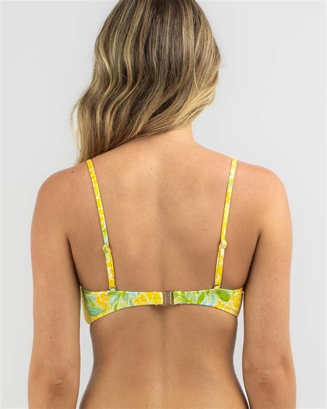 Shop Rhythm Magnolia Floral Knotted Bandeau Bikini Top In Fern Fast