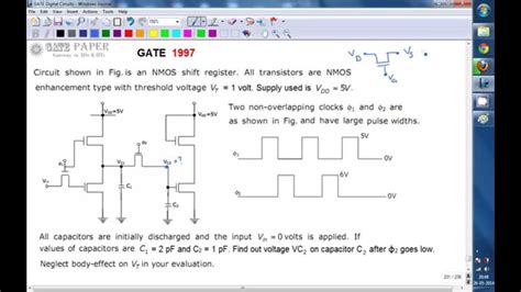 Gate 1997 Ece Nmos Shift Register Voltage On Capacitor C2 Youtube