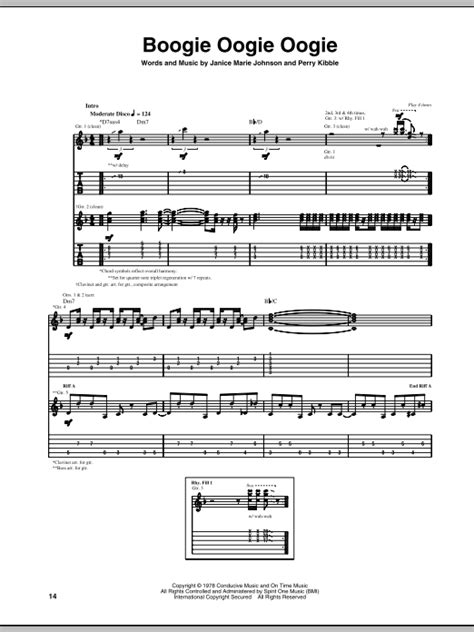 Boogie Oogie Oogie By A Taste Of Honey Sheet Music For Guitar Tab At Sheet Music Direct