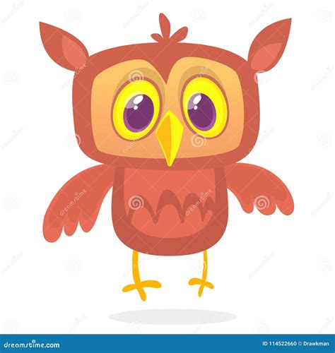 Happy Cartoon Owl Vector Character Isolated Stock Vector