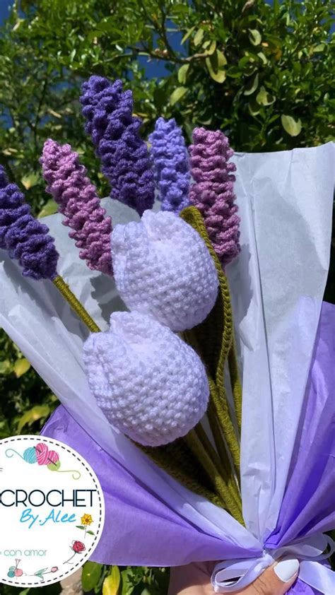 Ramo De Tulipanes Y Lavandas A Crochet Flores Tejidas A Crochet