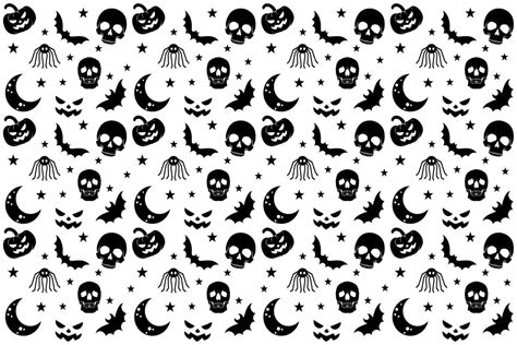 Black and White Halloween Seamless Pattern Background 17499681 Vector ...