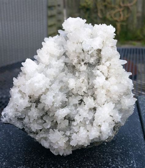 Beautiful Chunk Of Pure White Calcite Rose Crystals On Matrix 120 X