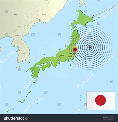 Map Of Japan With The Place Of Earthquake Source Stock Vector Illustration 77255740 : Shutterstock