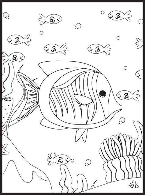 Ocean Animals Coloring Pages 16076635 Vector Art at Vecteezy