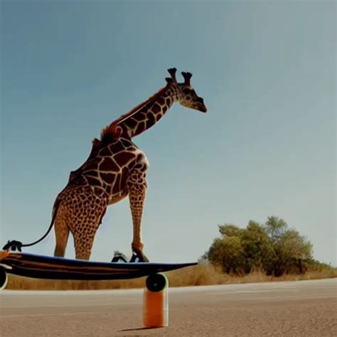 A Giraffe On A Skateboard Wearing Sunglasses In The Stable Diffusion