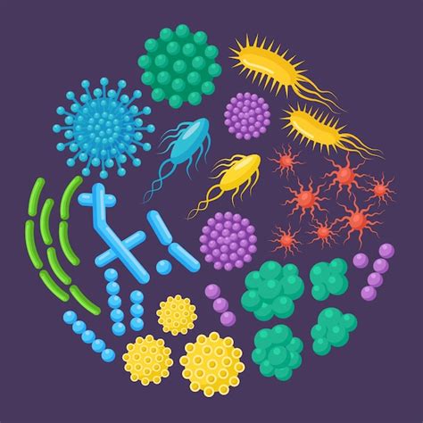 Premium Vector Set Of Bacteria Microbes Virus Germs