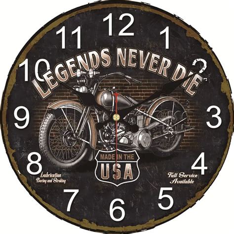 Motorcycle Wall Art Wall Clock Garage Sign Motorbike Vintage Sports