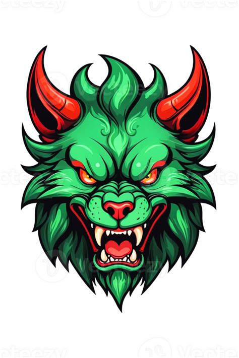 AI generated Green devil dog head mascot illustration 37148384 PNG