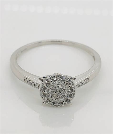 9ct White Gold Ladies Diamond Cluster Ring Tdw 025ct Stonex Jewellers