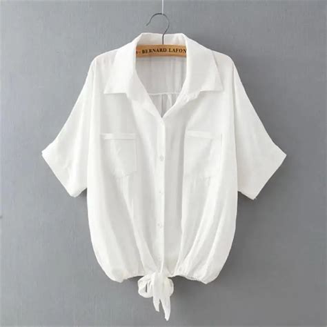 Women Long Or Short Sleeve White Linen Blouses Bow Knot Solid Female Shirts 2017 Summer Autumn