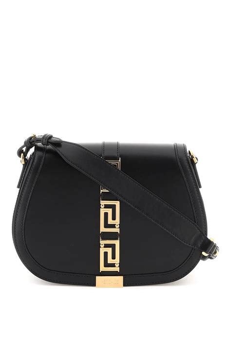 Versace Greca Goddess Large Shoulder Bag Black Leather Lyst