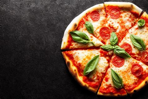 Italian Pizza Margherita With Tomato Sauce Mozzarella Cheese Basil On A