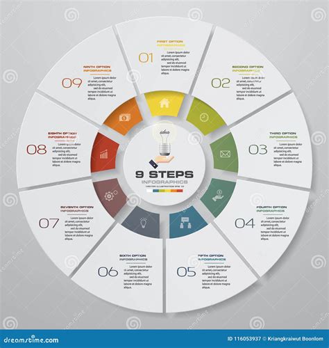 提取8个步现代圆形统计图表infographics元素 也corel凹道例证向量 向量例证 插画 包括有 图标 箭头 116053937